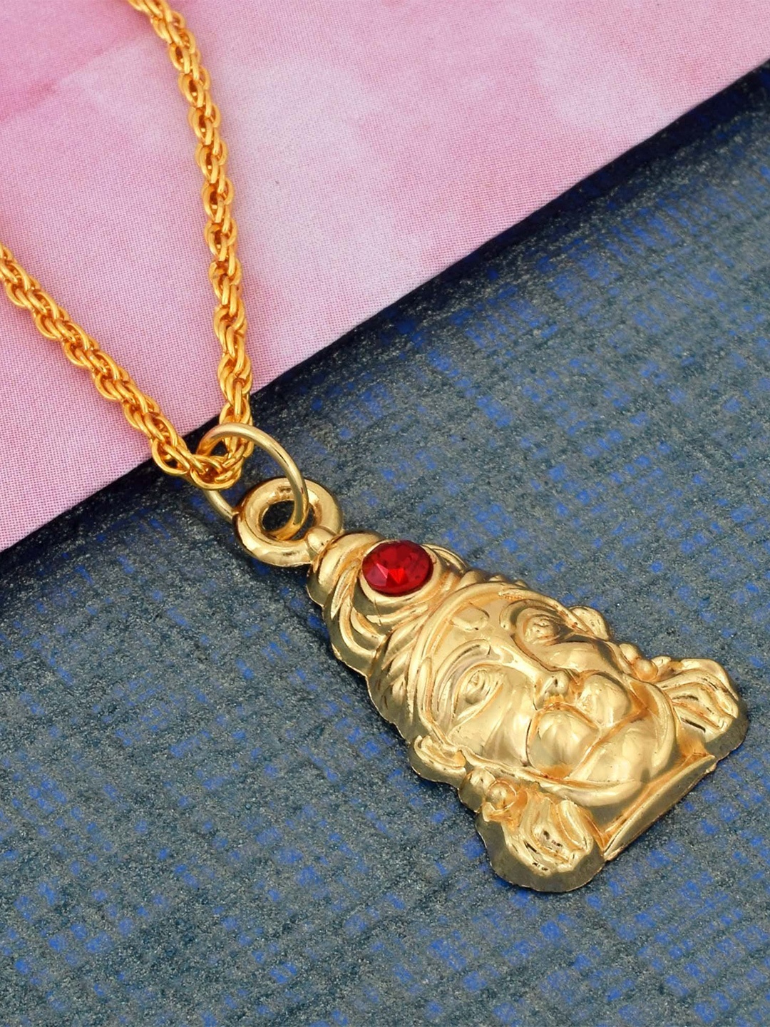 

MEMOIR Gold-Plated Artificial Stones Stone Studded Hanuman Ji Pendant