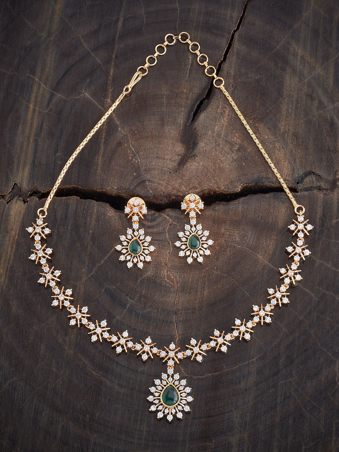 

Kushal's Fashion Jewellery Gold-Plated CZ Studded Jewellery Set