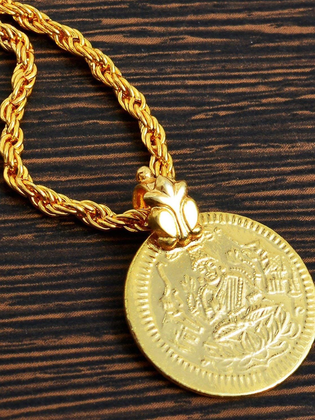 

MEMOIR Gold-Plated Maa Lakshmi Pendant With Chain