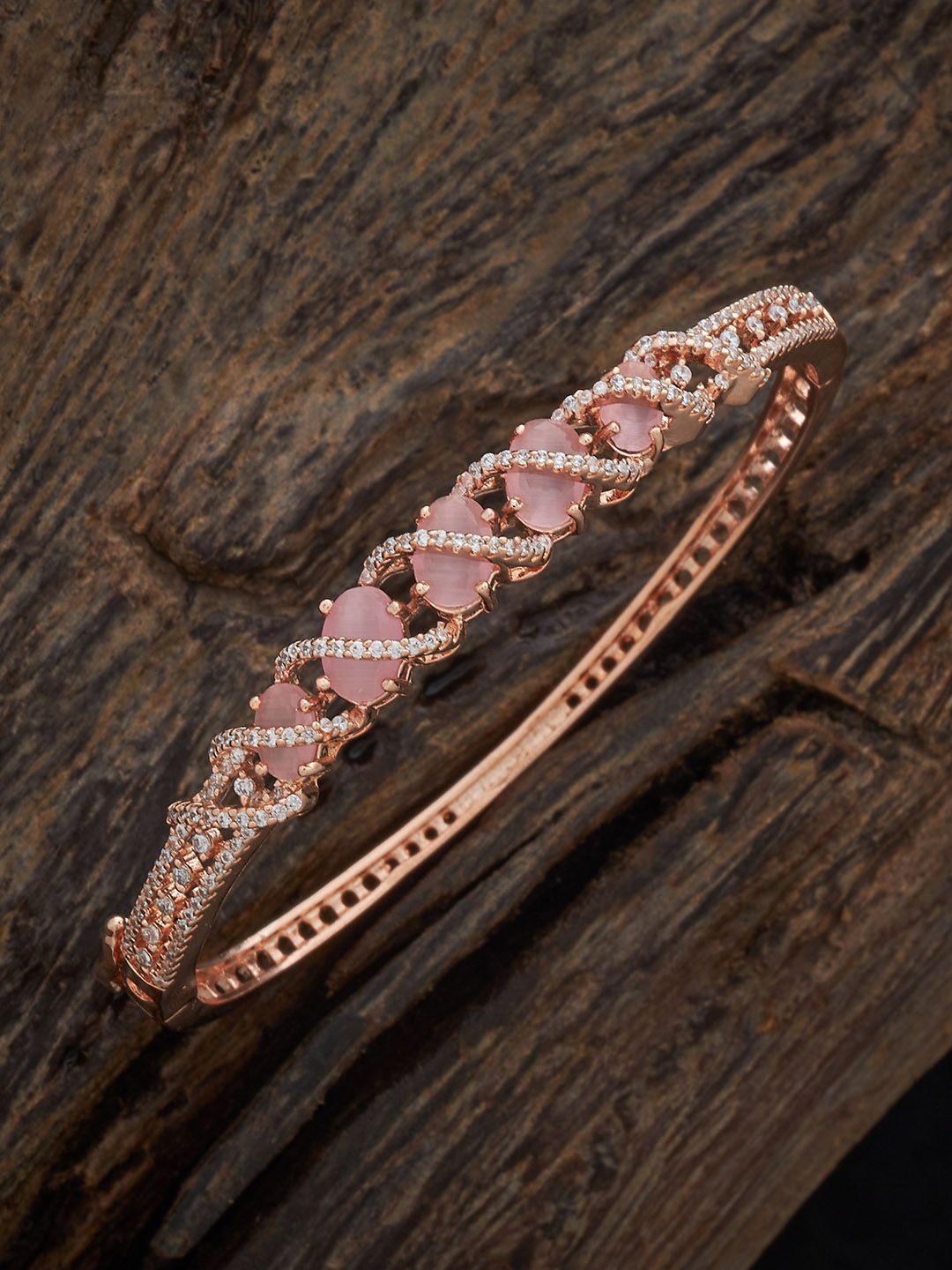 

Kushal's Fashion Jewellery Rose Gold-Plated Stone-Studded Kada Bracelet