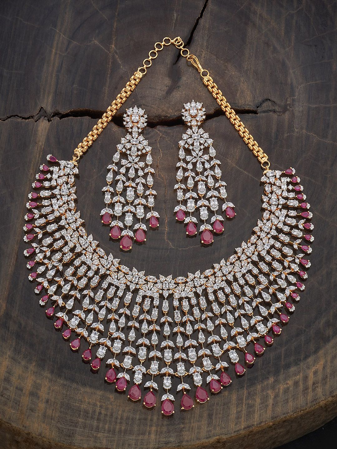 

Kushal's Fashion Jewellery Gold-Plated CZ Studded Jewellery Set