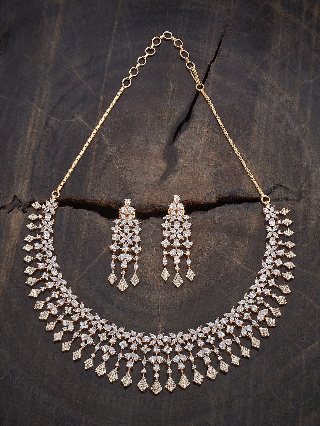

Kushal's Fashion Jewellery Gold-Plated CZ Studded Jewellery Set