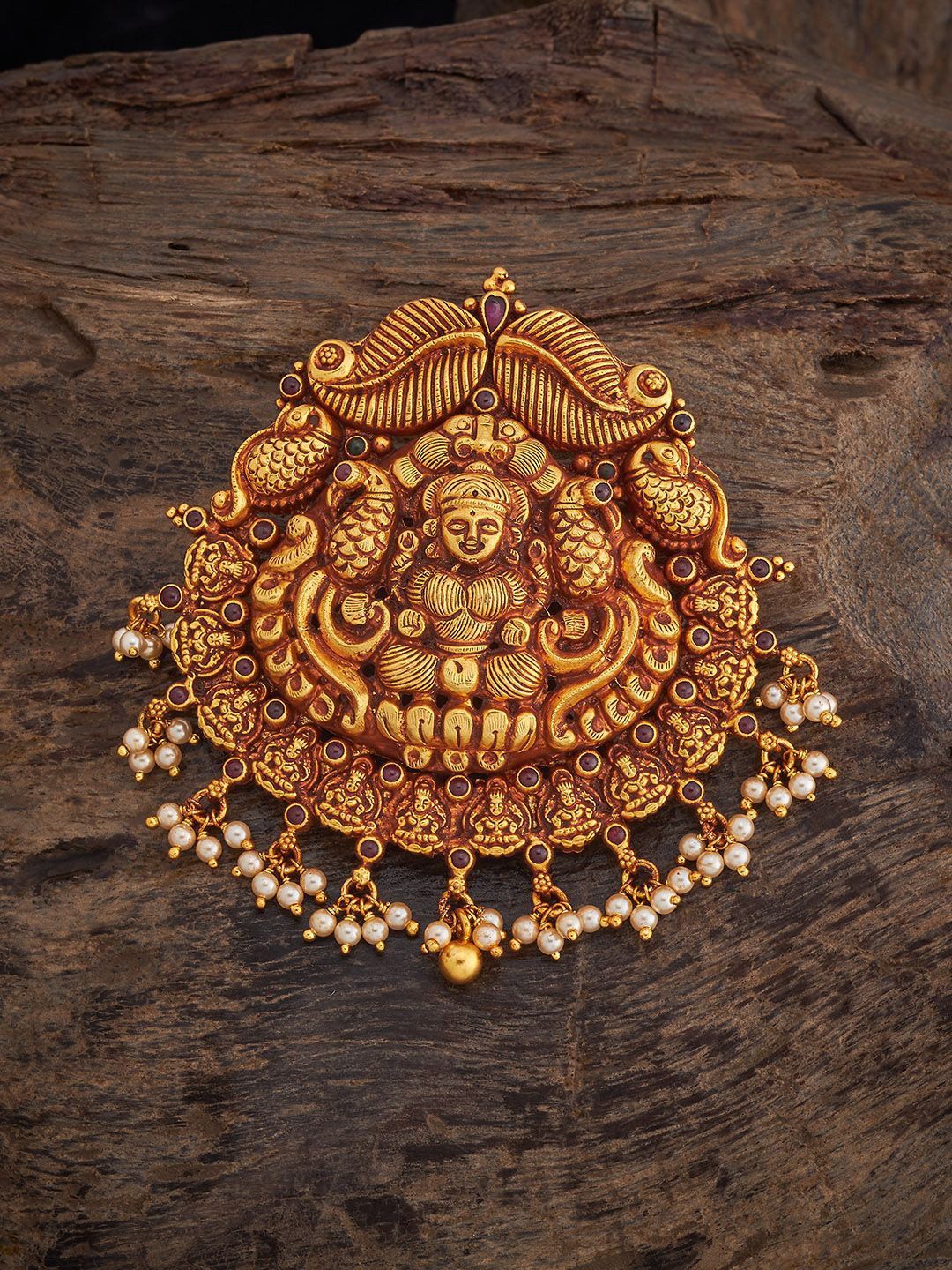 

Kushal's Fashion Jewellery 92.5 Sterling Silver Gold-Plated Contemporary Temple Pendant