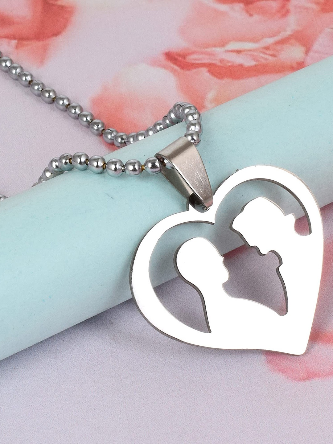 

MEMOIR Silver-Plated Heart Shaped Pendant & Chain, White