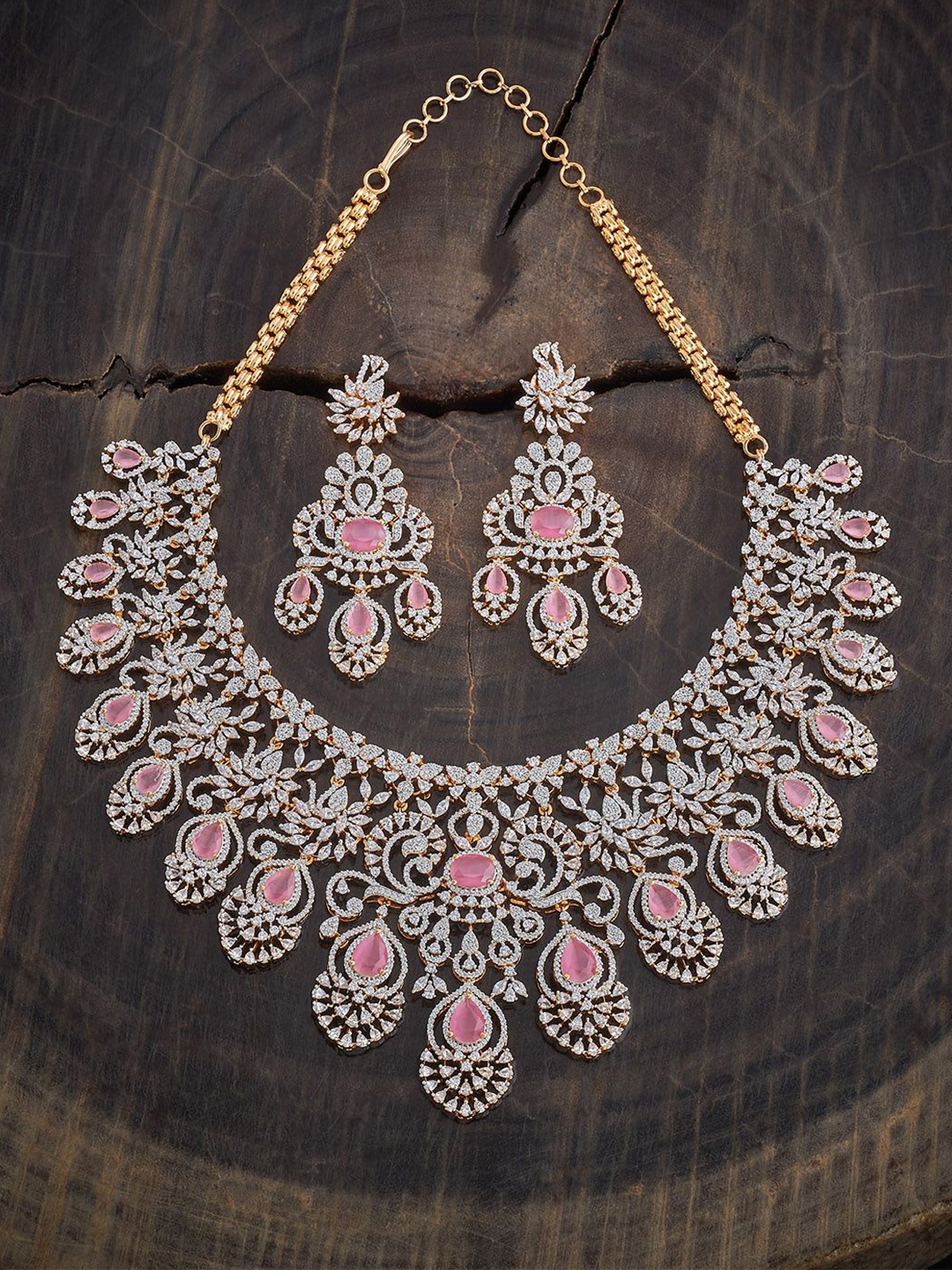 

Kushal's Fashion Jewellery Gold-Plated Cubic Zirconia Studded Jewellery Set
