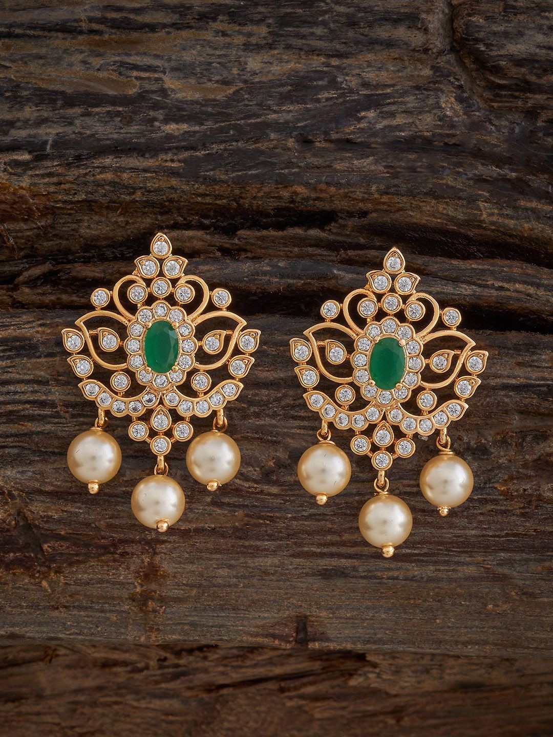 

Kushal's Fashion Jewellery Gold-Plated Geometric Zircon Drop Earrings