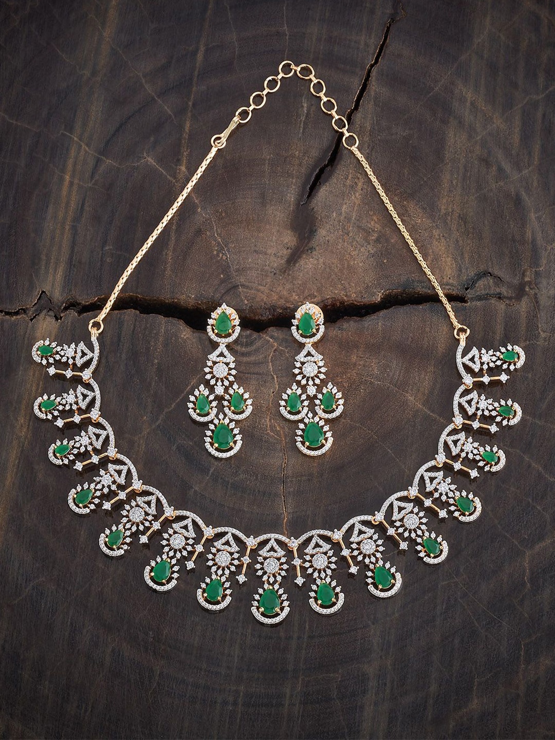 

Kushal's Fashion Jewellery Gold-Plated Cubic Zirconia Studded Jewellery Set