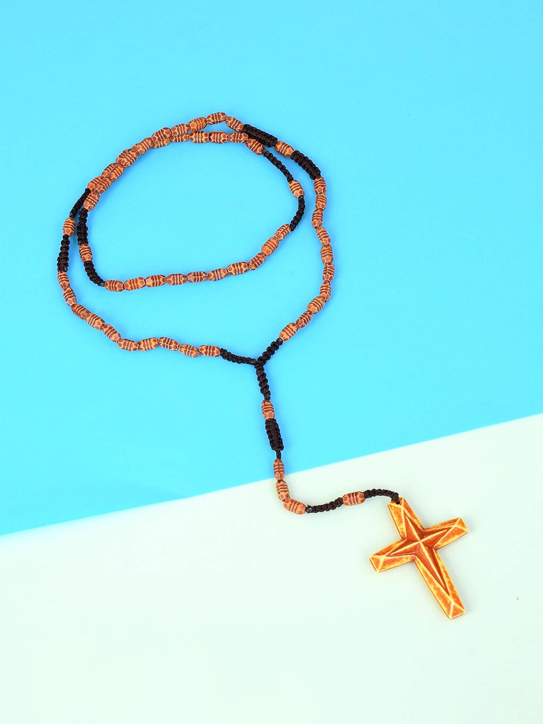 

MEMOIR Brass-Plated Cross Pendant Chain, Black
