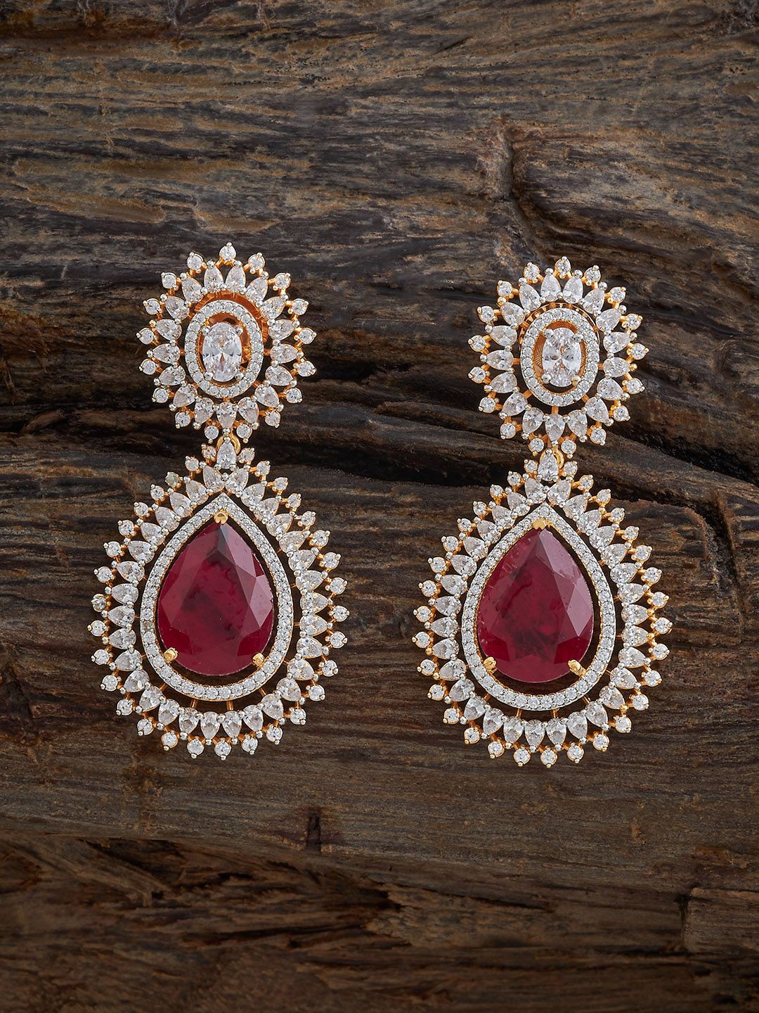 

Kushal's Fashion Jewellery Gold-Plated Contemporary Zircon Drop Earrings