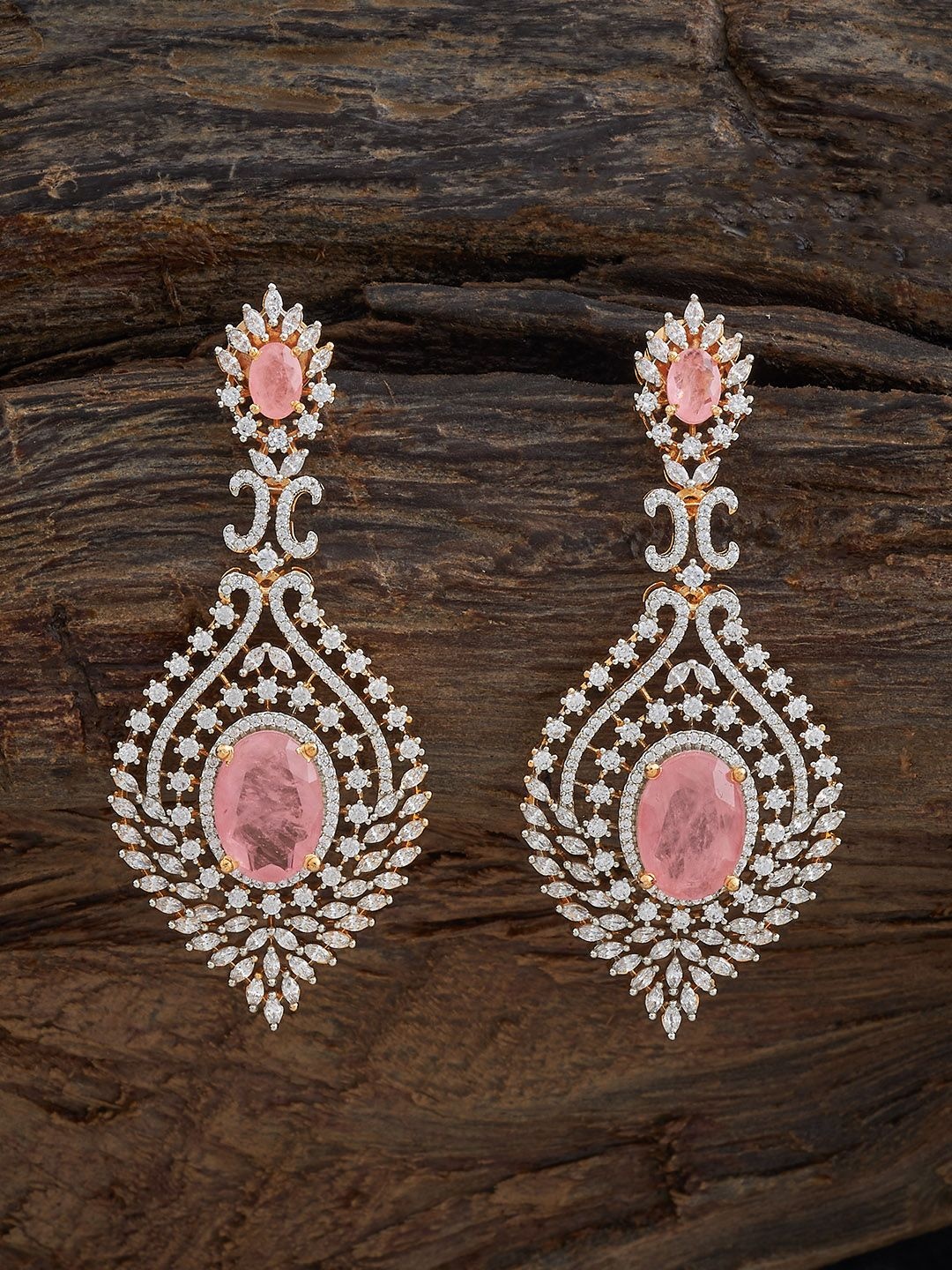 

Kushal's Fashion Jewellery Gold-Plated Contemporary Zircon Drop Earrings