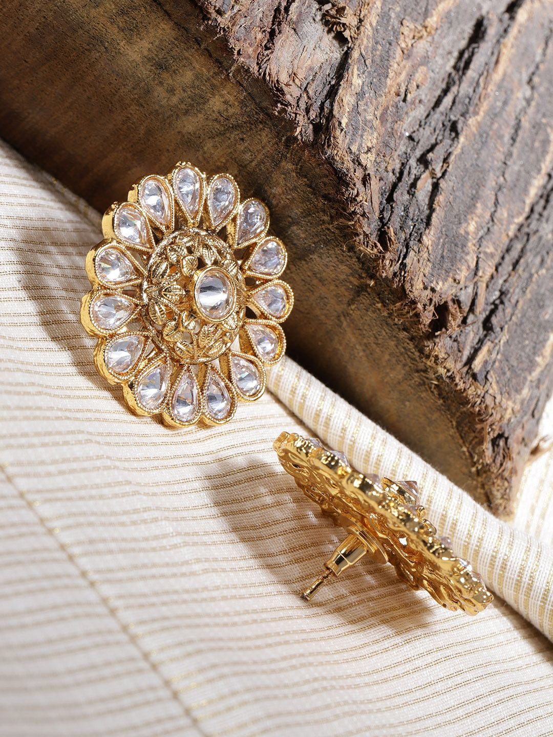 

DIVASTRI Gold-Plated Artificial Stones Studded Circular Studs