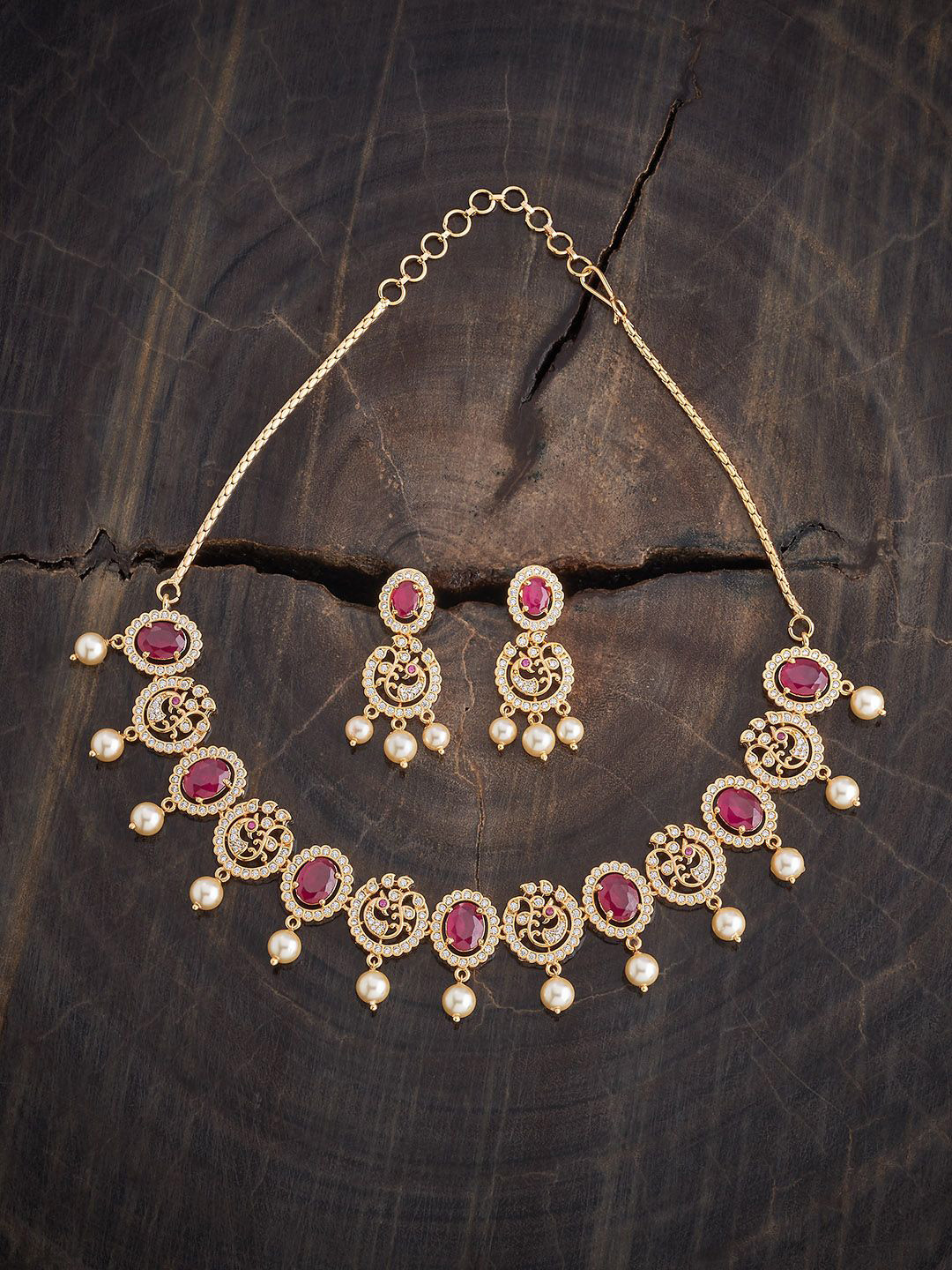 

Kushal's Fashion Jewellery Gold-Plated CZ Studded Jewellery Set