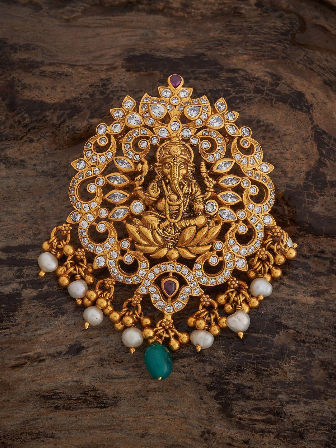 

Kushal's Fashion Jewellery 92.5 Sterling Silver Gold-Plated Contemporary Temple Pendant