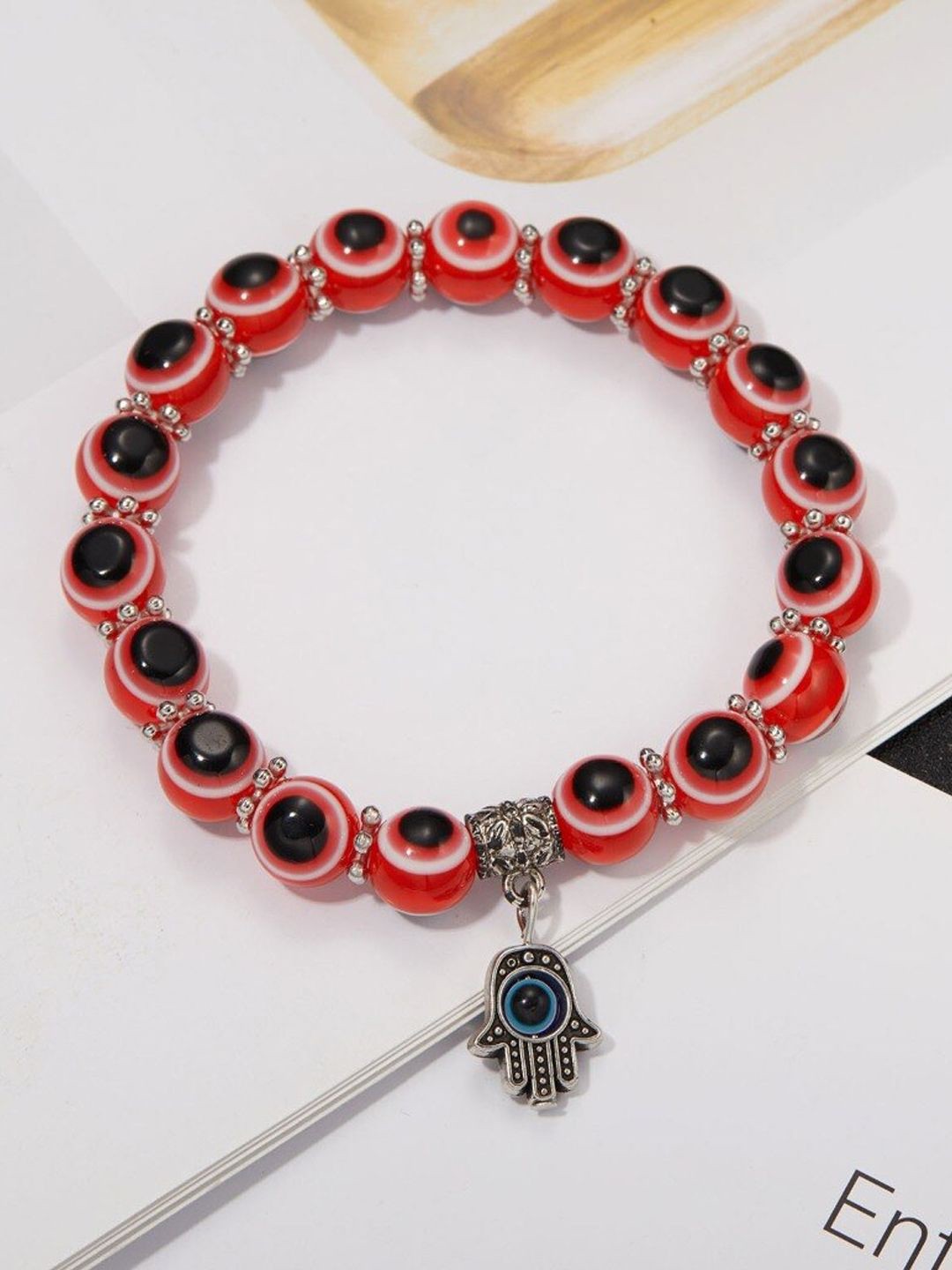 

DIVASTRI Beaded Elasticated Bracelet, Red