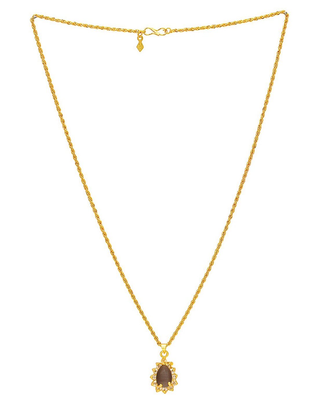 

MEMOIR 24KT Gold Plated CZ Stone Studded Pendant With Chain