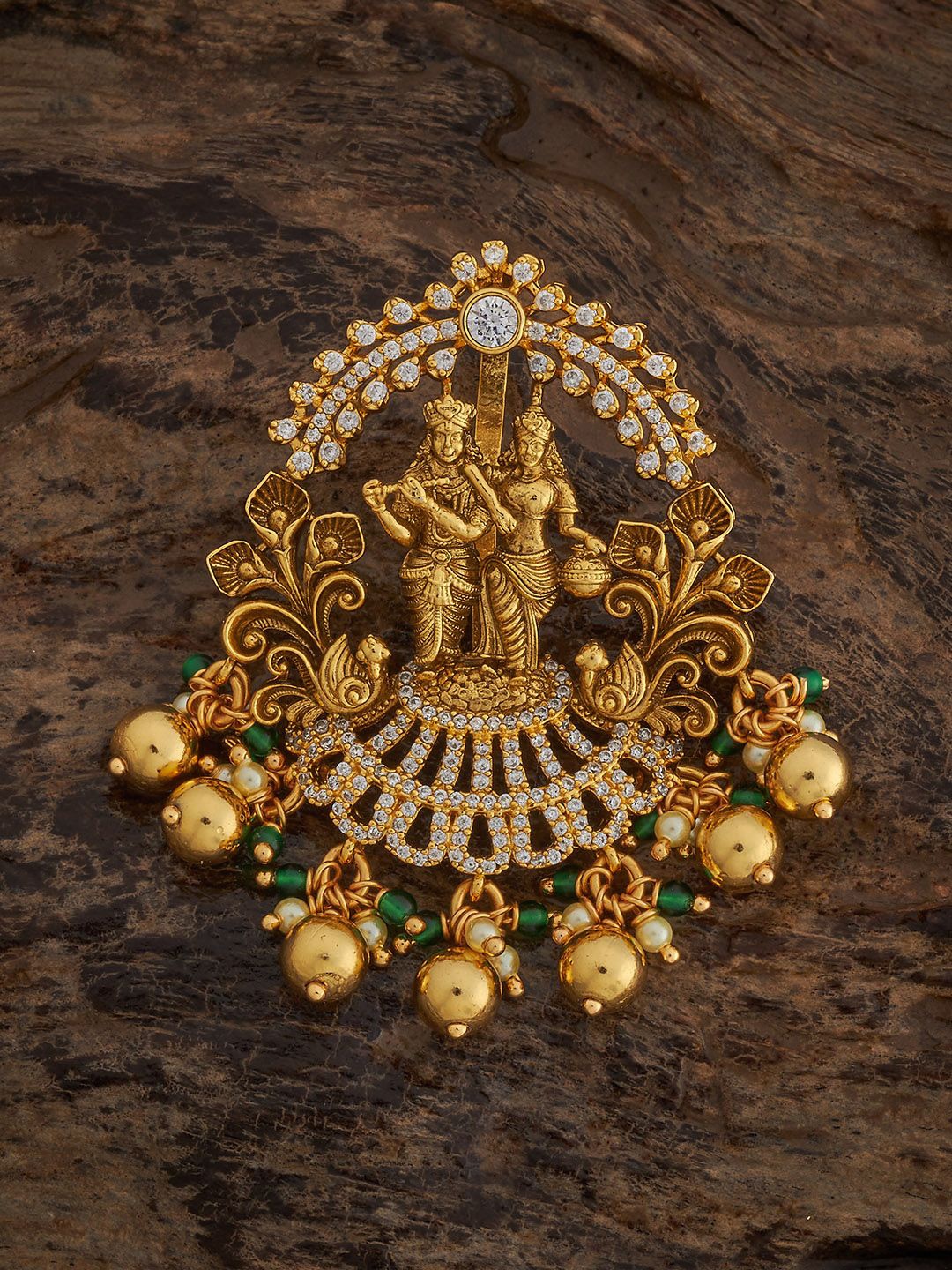 

Kushal's Fashion Jewellery 92.5 Sterling Silver Gold-Plated Contemporary Temple Pendant