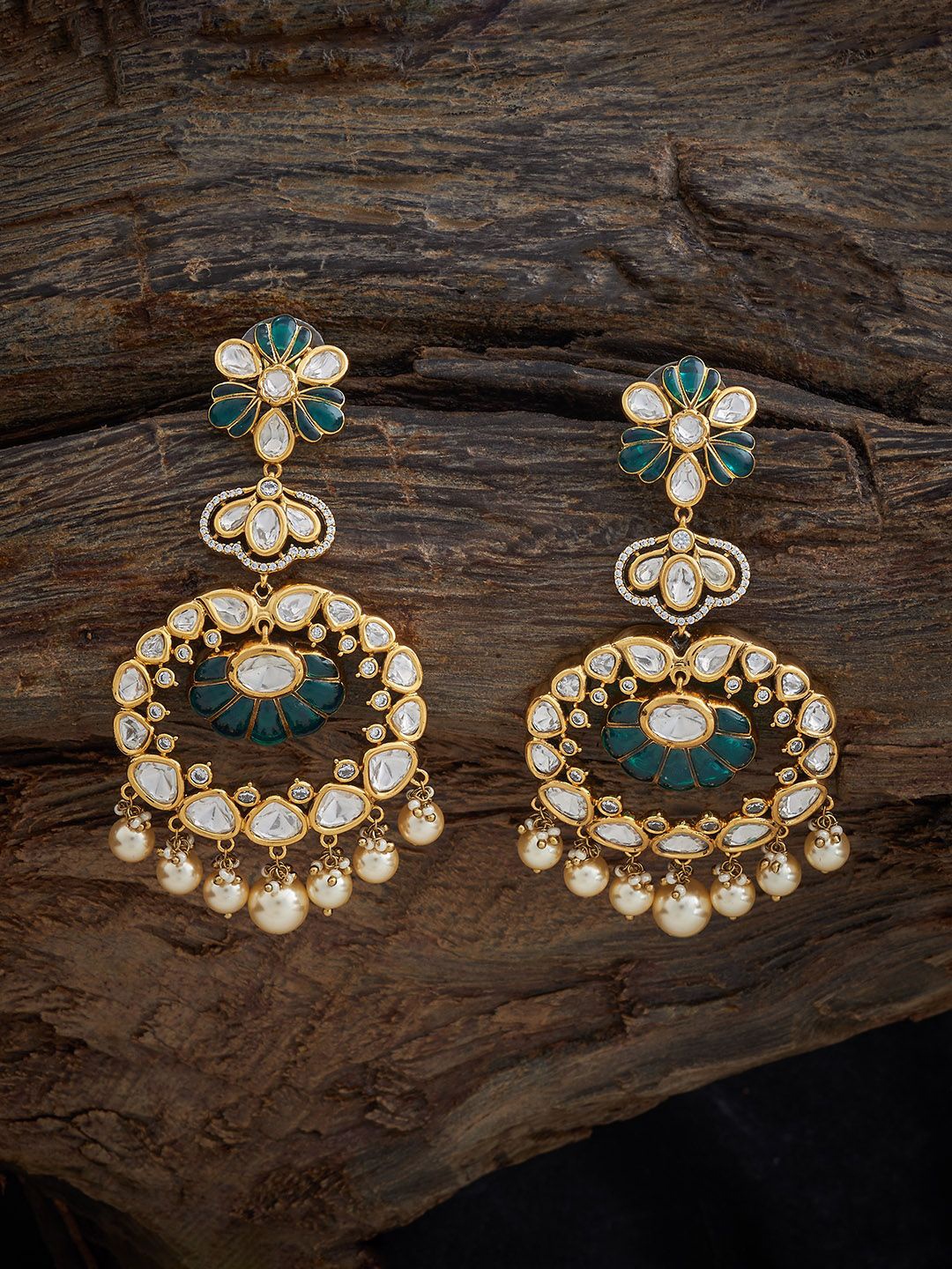 

Kushal's Fashion Jewellery Gold-Plated Contemporary Drop Earrings, Green