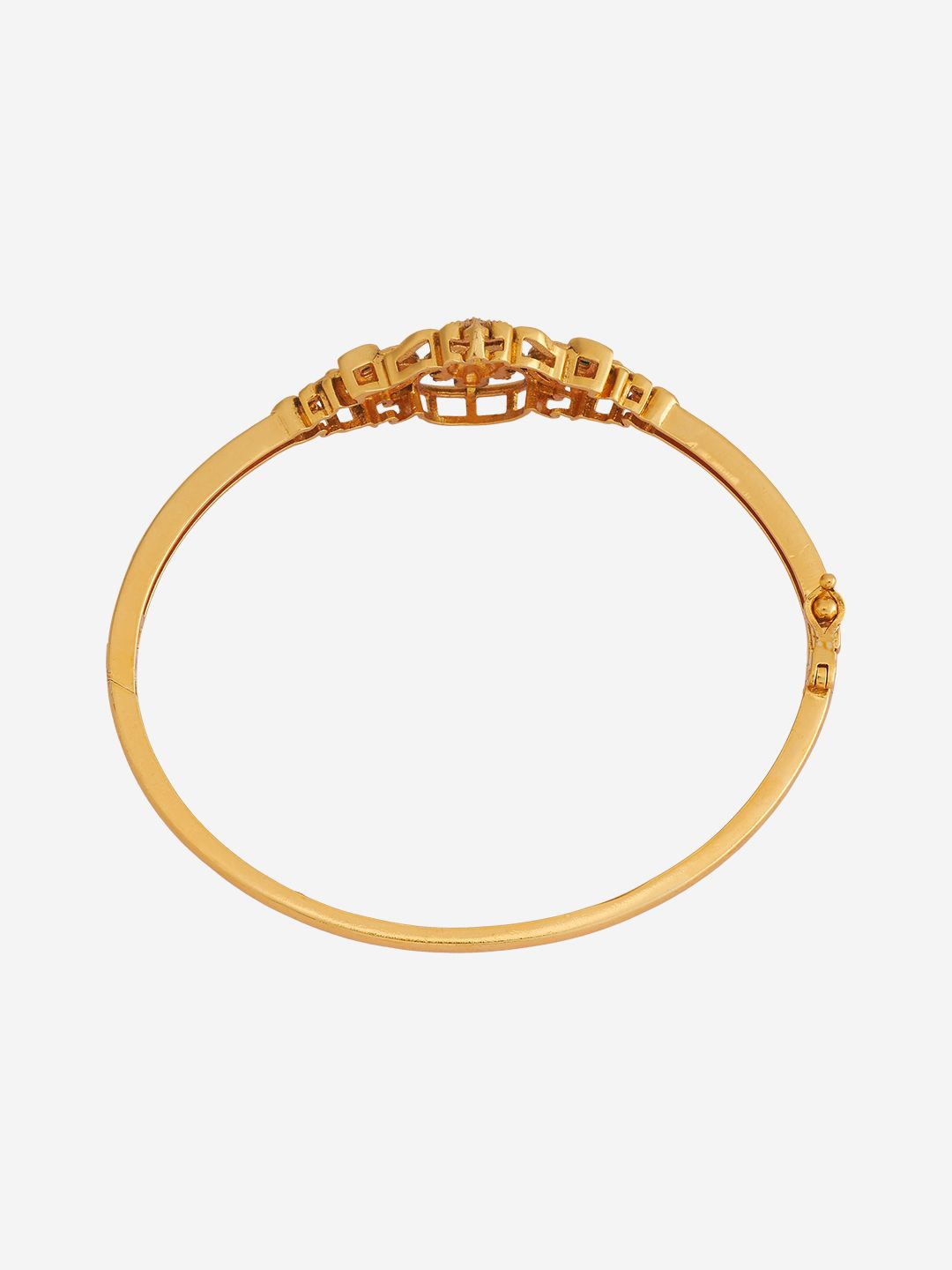 

Kushal's Fashion Jewellery Gold-Plated Stone-Studded Antique Kada Bracelet