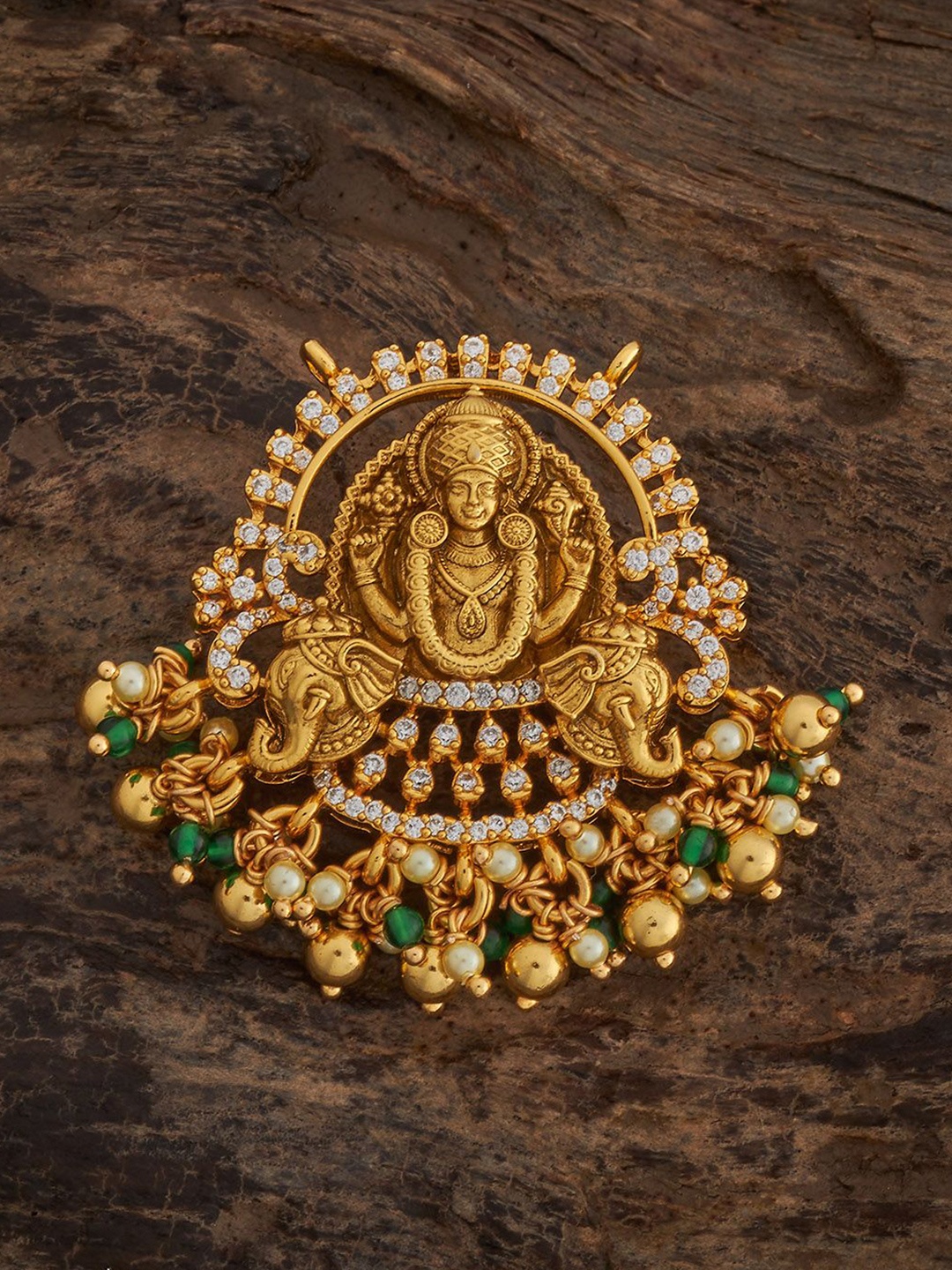 

Kushal's Fashion Jewellery 92.5 Sterling Silver Gold-Plated Contemporary Temple Pendant