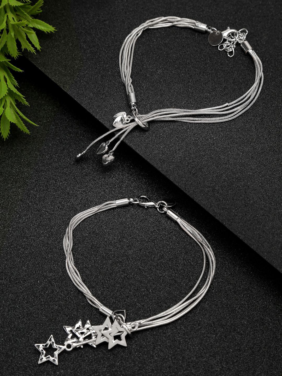 

DIVASTRI Set Of 2 Silver-Plated Link Bracelet