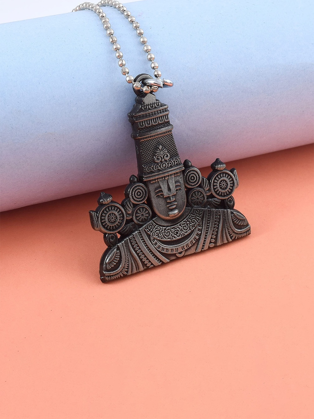 

MEMOIR Silver Plated Lord Venkateswara Pendant With Chain