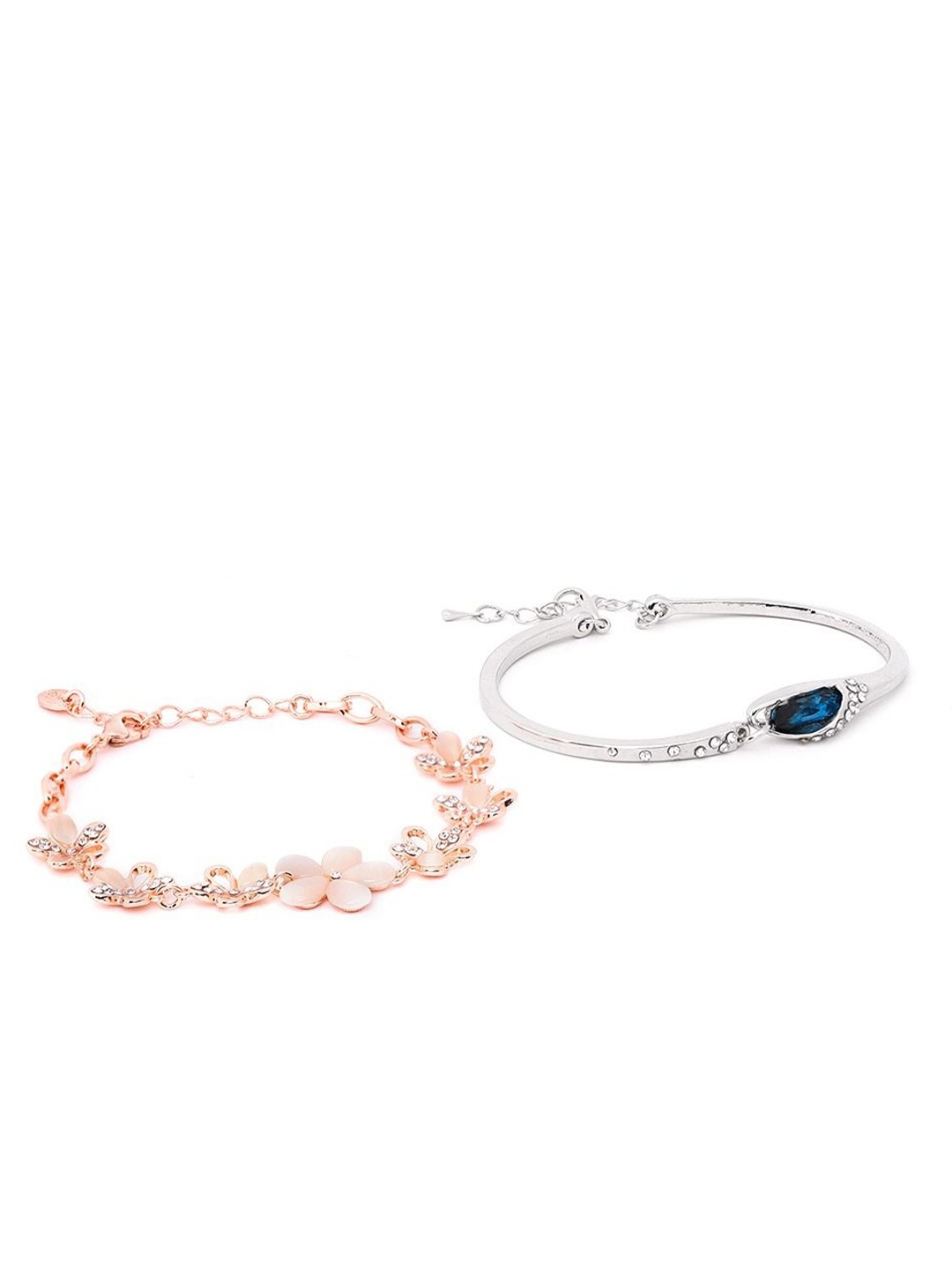 

DIVASTRI Set Of 2 Silver-Plated Stone Studded Wraparound Bracelet