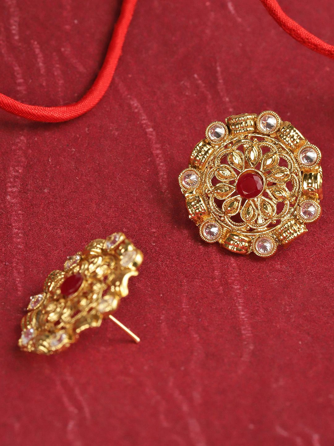 

DIVASTRI Gold-Plated Artificial Stones Studed Circular Studs