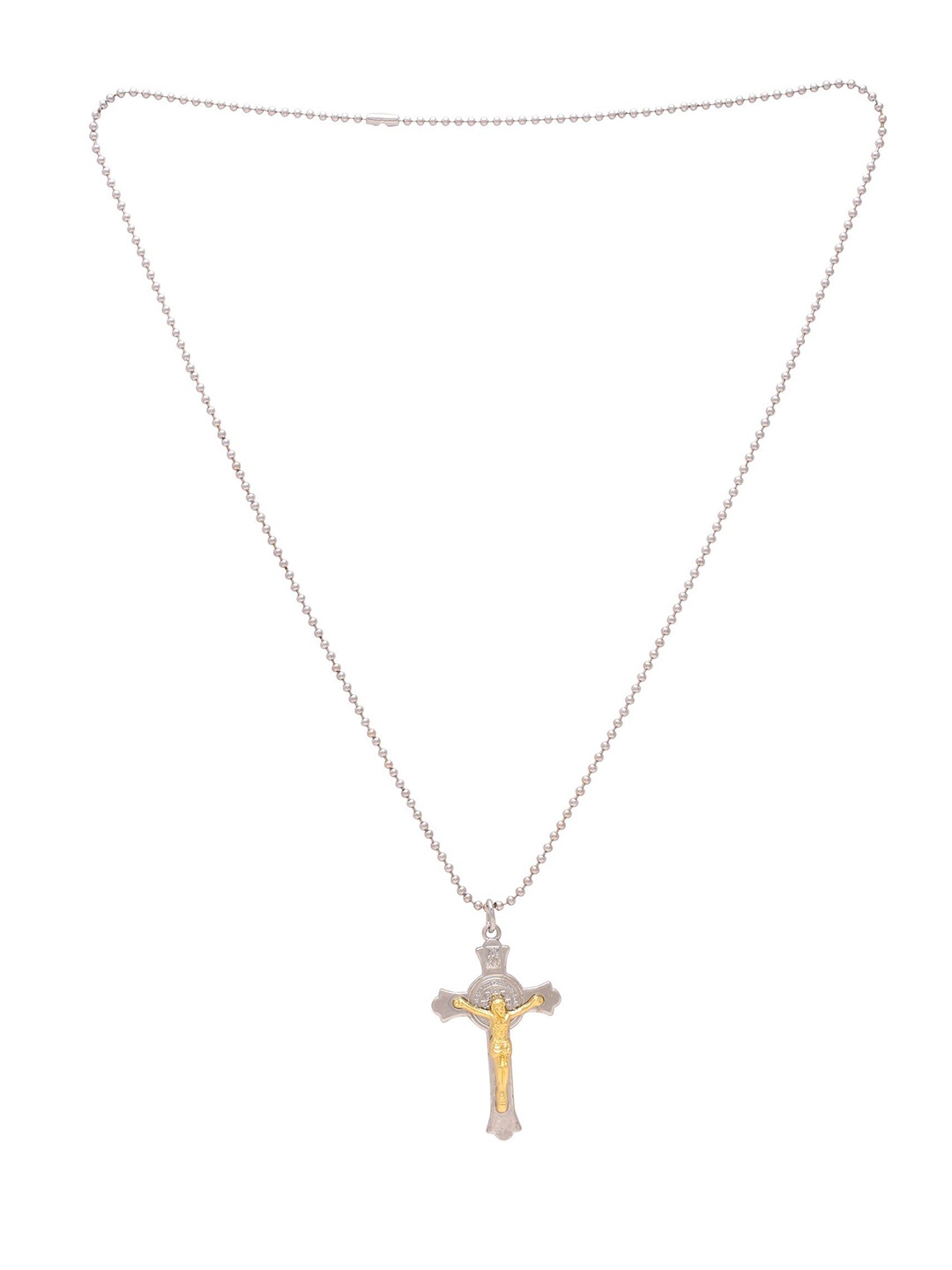 

MEMOIR Brass Plated Cross Charm Pendant With Chain, Yellow