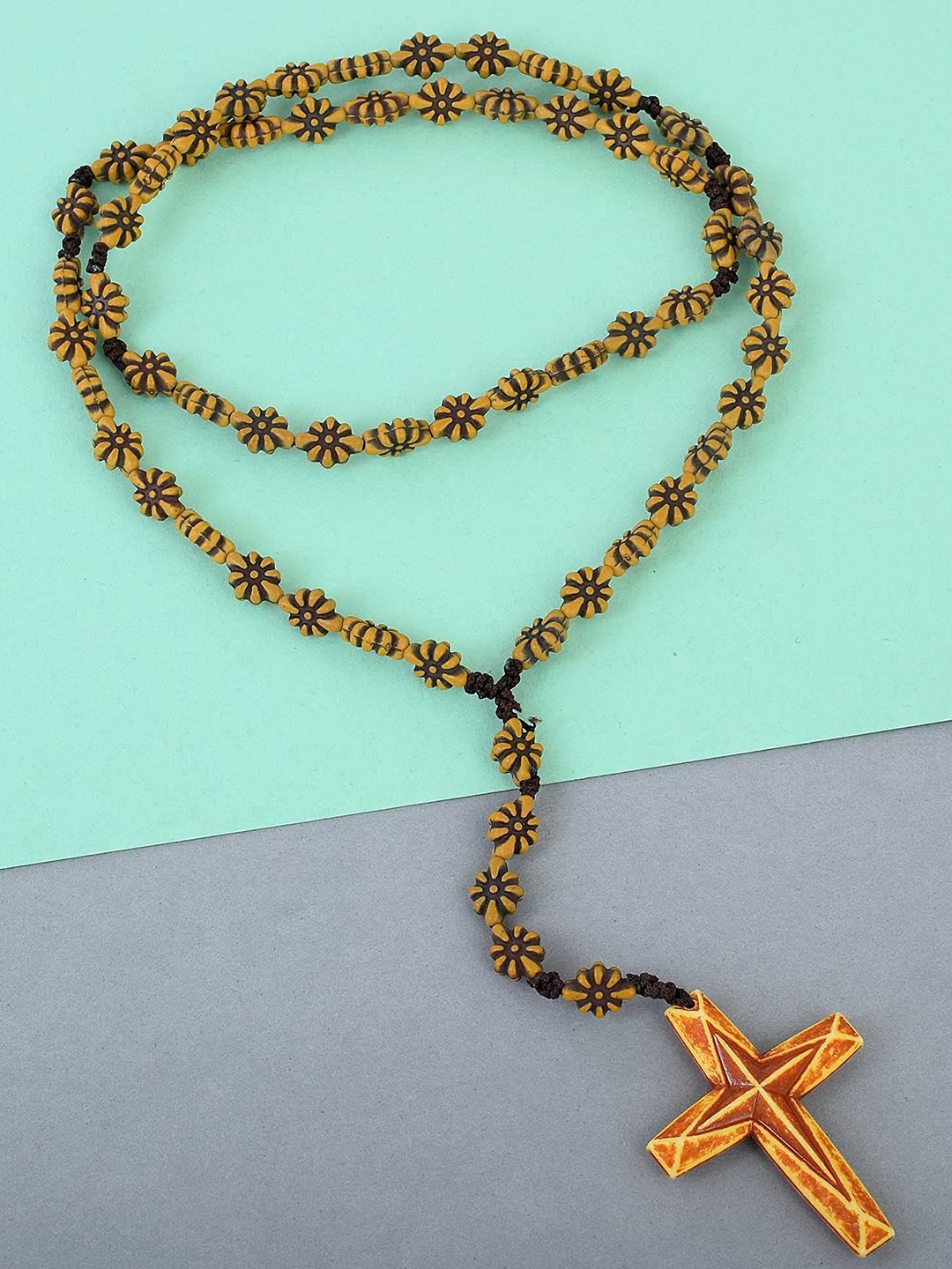 

MEMOIR flower shaped Rosary Bead Mala, Brown