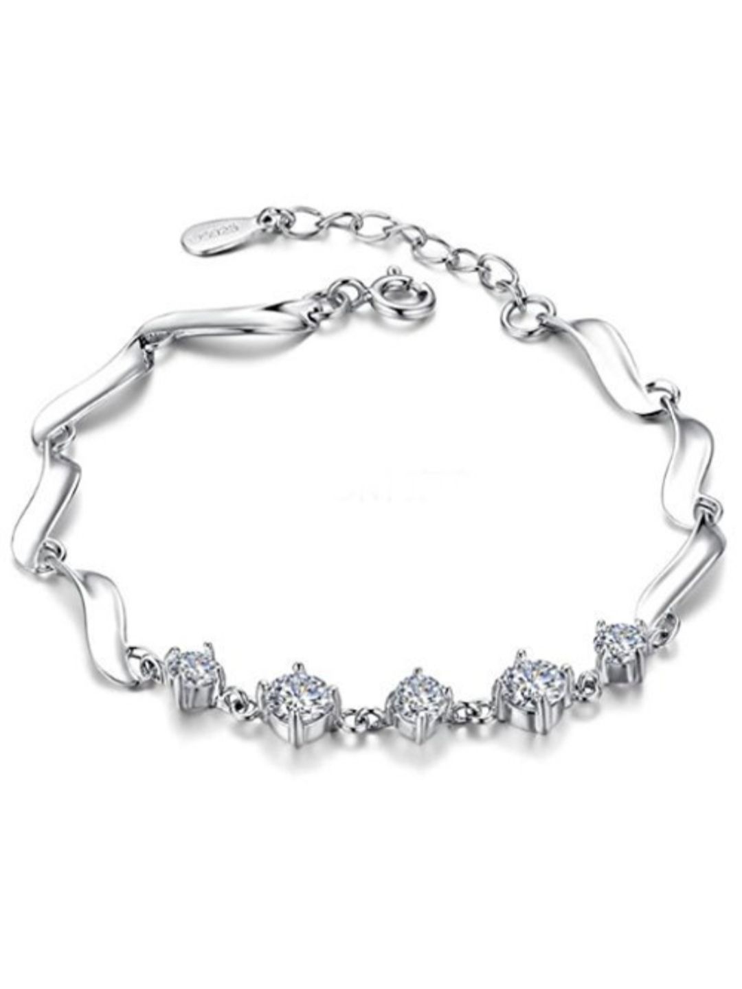 

DIVASTRI Silver-Plated Stone Studded Link Bracelet
