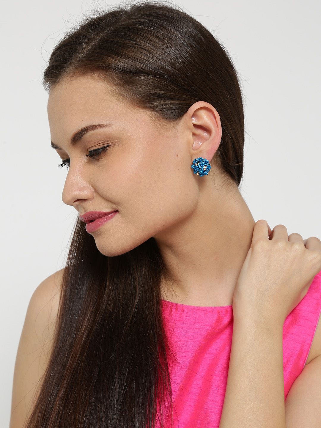 

DIVASTRI Gold-Plated Artificial Stones Studded Floral Studs