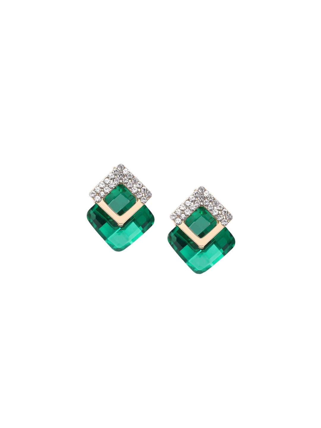 

DIVASTRI Gold-Plated Artificial Stones Studded Square Studs