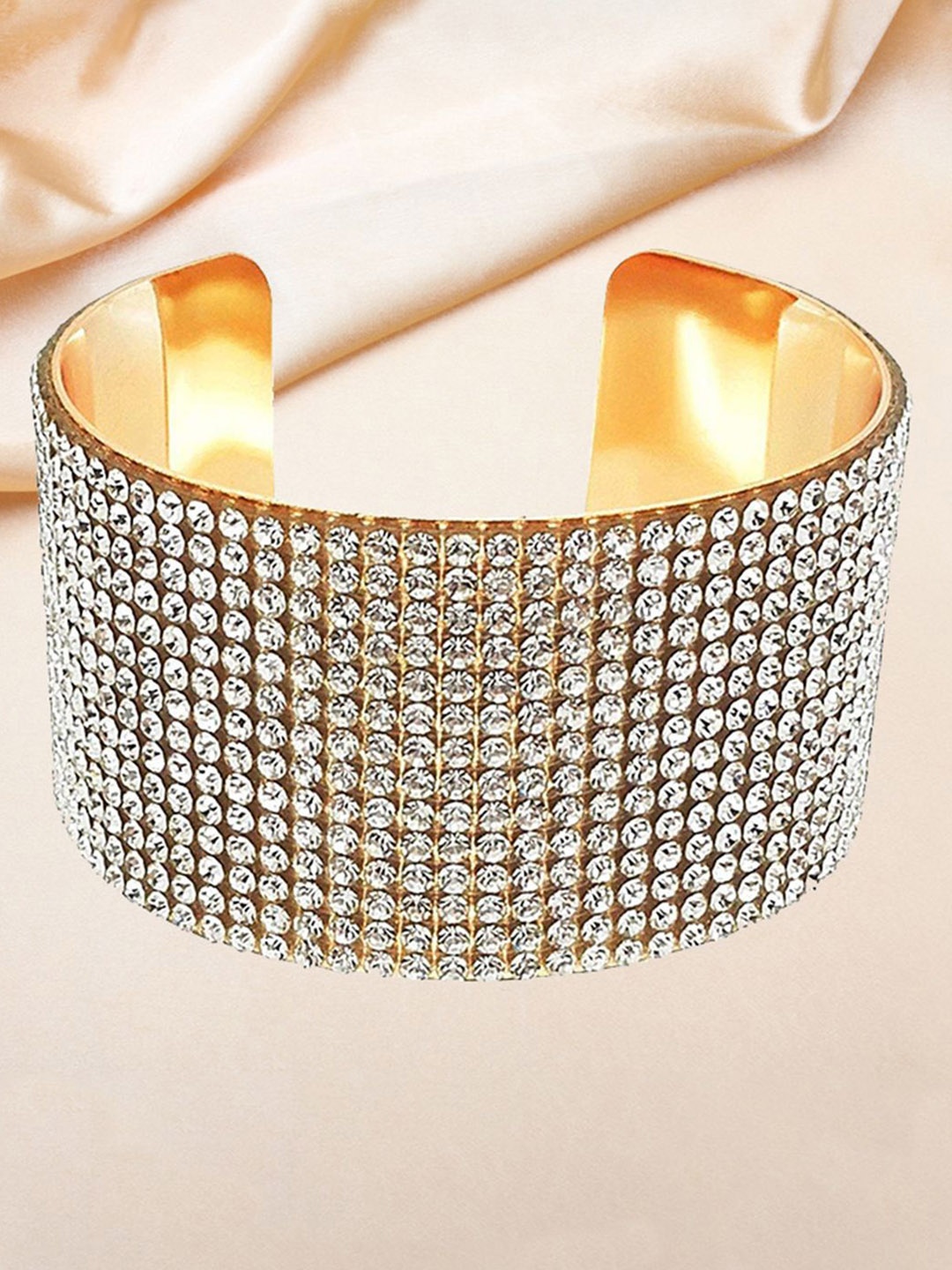 

DIVASTRI Gold-Plated Artificial Stones Cuff Bracelet