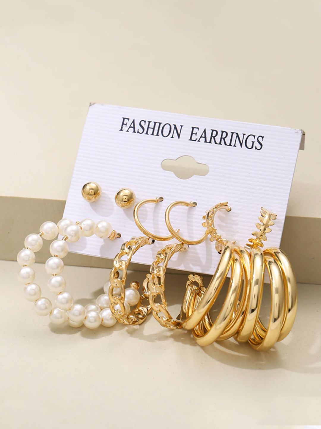 

DIVASTRI Set Of 12 Gold-Plated Circular Hoop Earrings