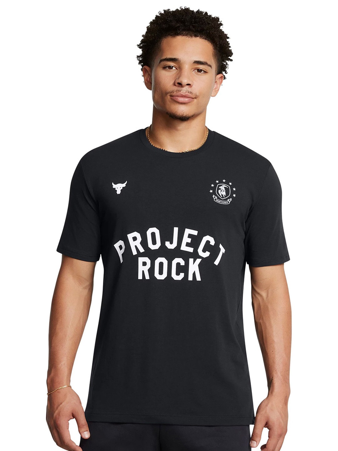 

UNDER ARMOUR Men Typography Printed Round Neck Cotton T-shirt, Black
