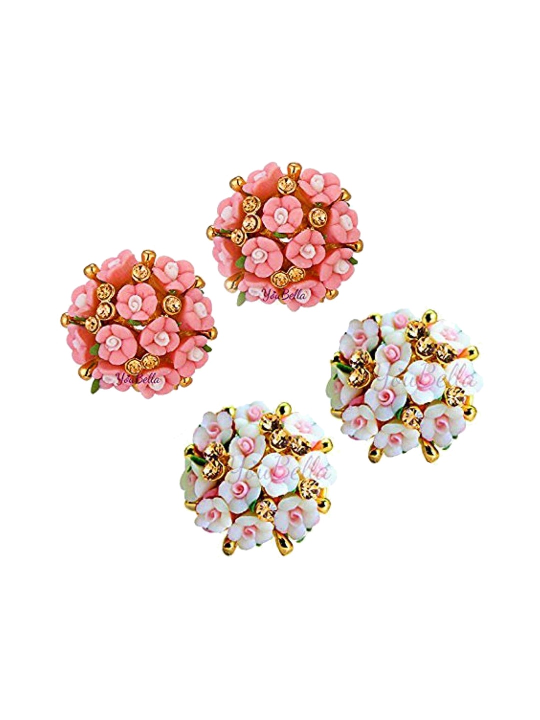 

DIVASTRI Set Of 2 Gold-Plated Artificial Stones Studded Floral Shaped Studs