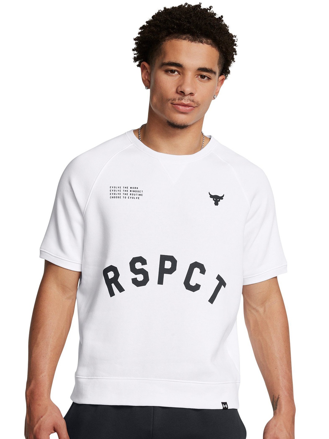 

UNDER ARMOUR Men Typography Printed Round Neck Cotton T-shirt, White