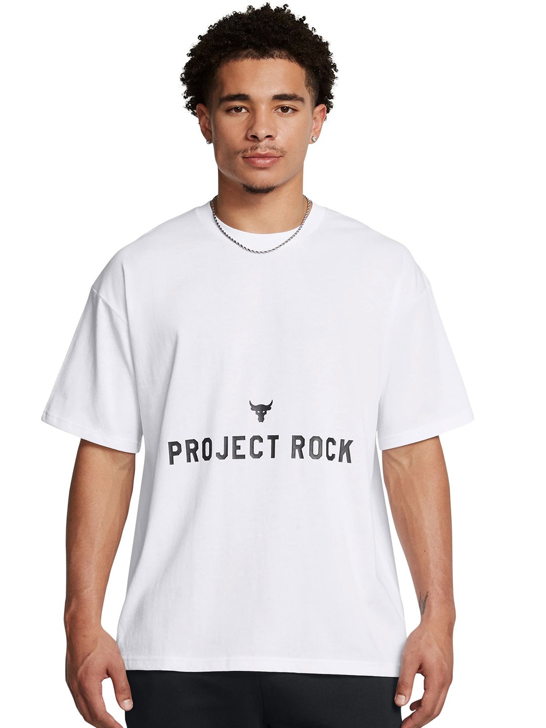 

UNDER ARMOUR Men Typography Printed Round Neck Cotton Relaxed Fit T-shirt, White