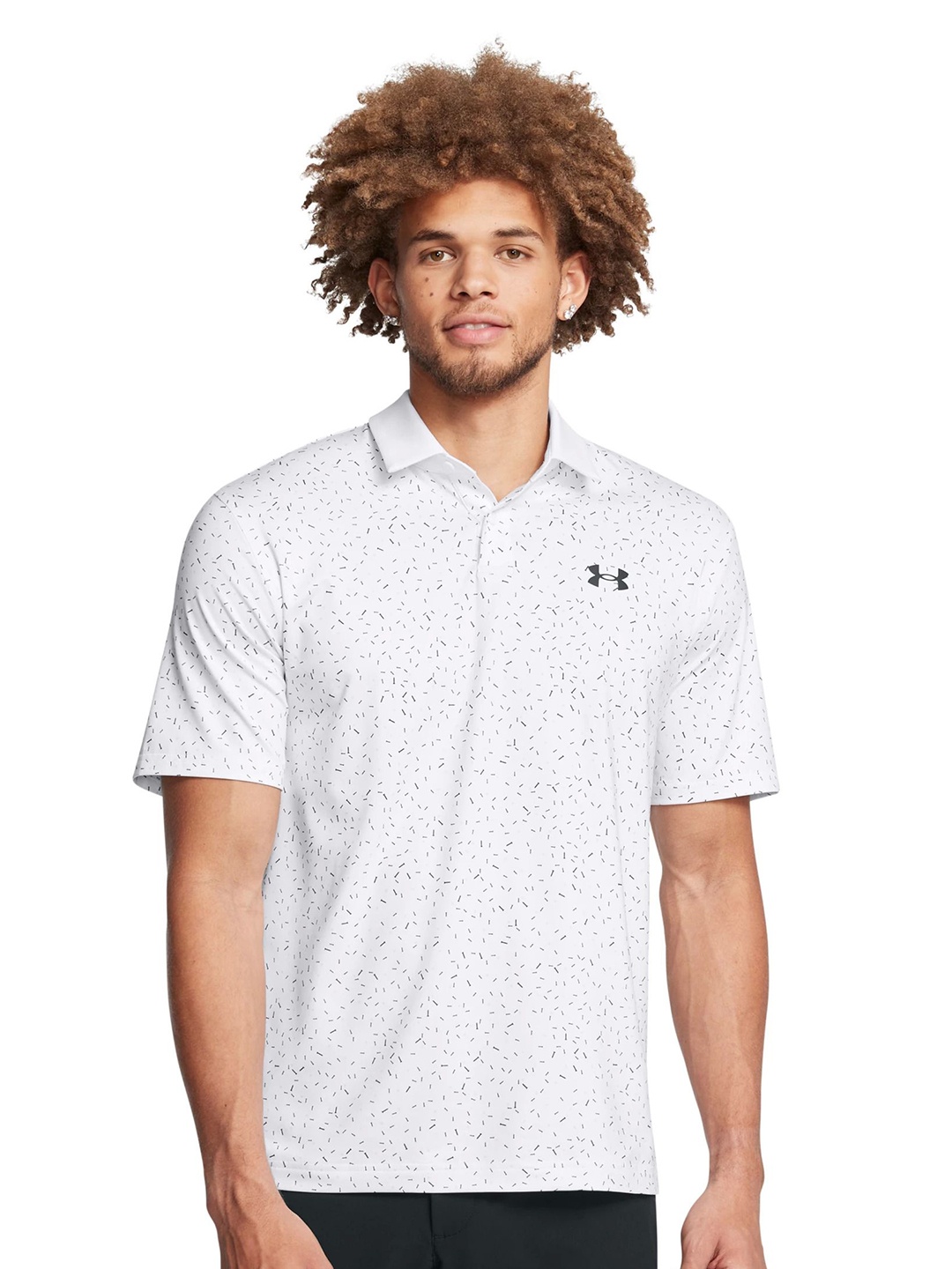 

UNDER ARMOUR Men Abstract Printed Polo Collar T-shirt, White