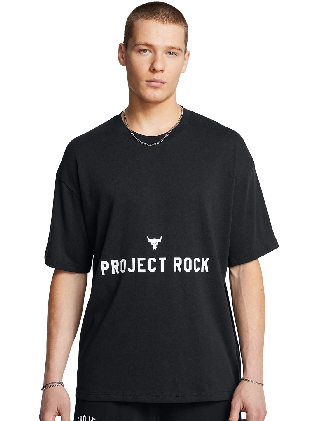 

UNDER ARMOUR Men Typography Printed Round Neck Cotton Relaxed Fit T-shirt, Black