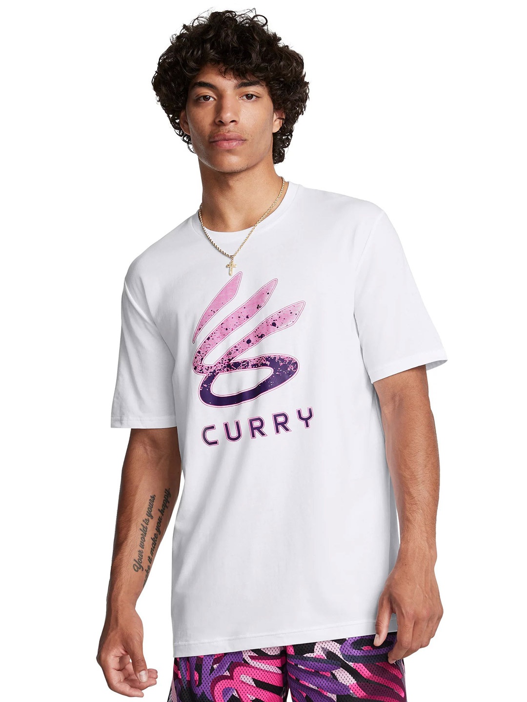 

UNDER ARMOUR Men Graphic Printed Round Neck Cotton T-shirt, White