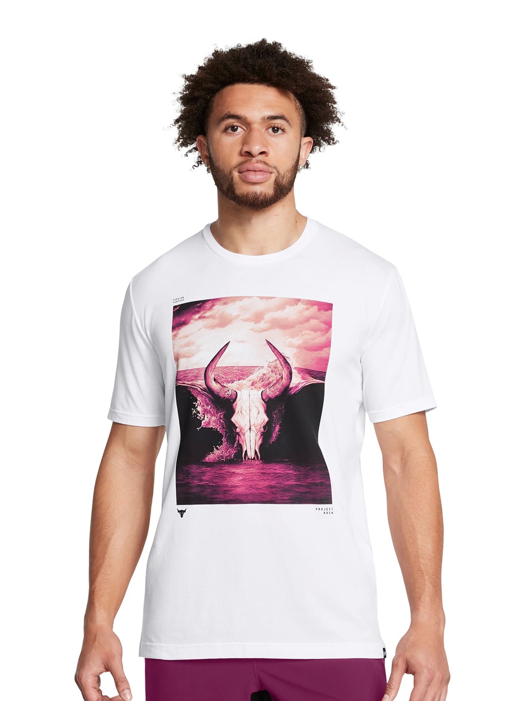 

UNDER ARMOUR Men Typography Printed Round Neck Cotton T-shirt, White