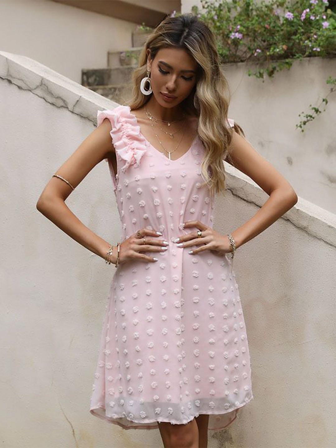 

StyleCast A-Line Self Design Dress, Pink