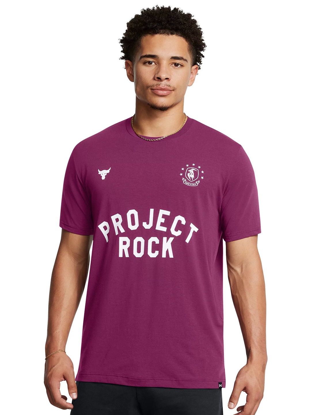 UNDER ARMOUR Men Typography Printed Round Neck Cotton T-shirt, Pink