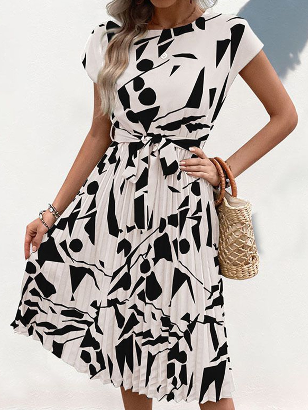 

StyleCast Printed Fit and Flare Dress, White