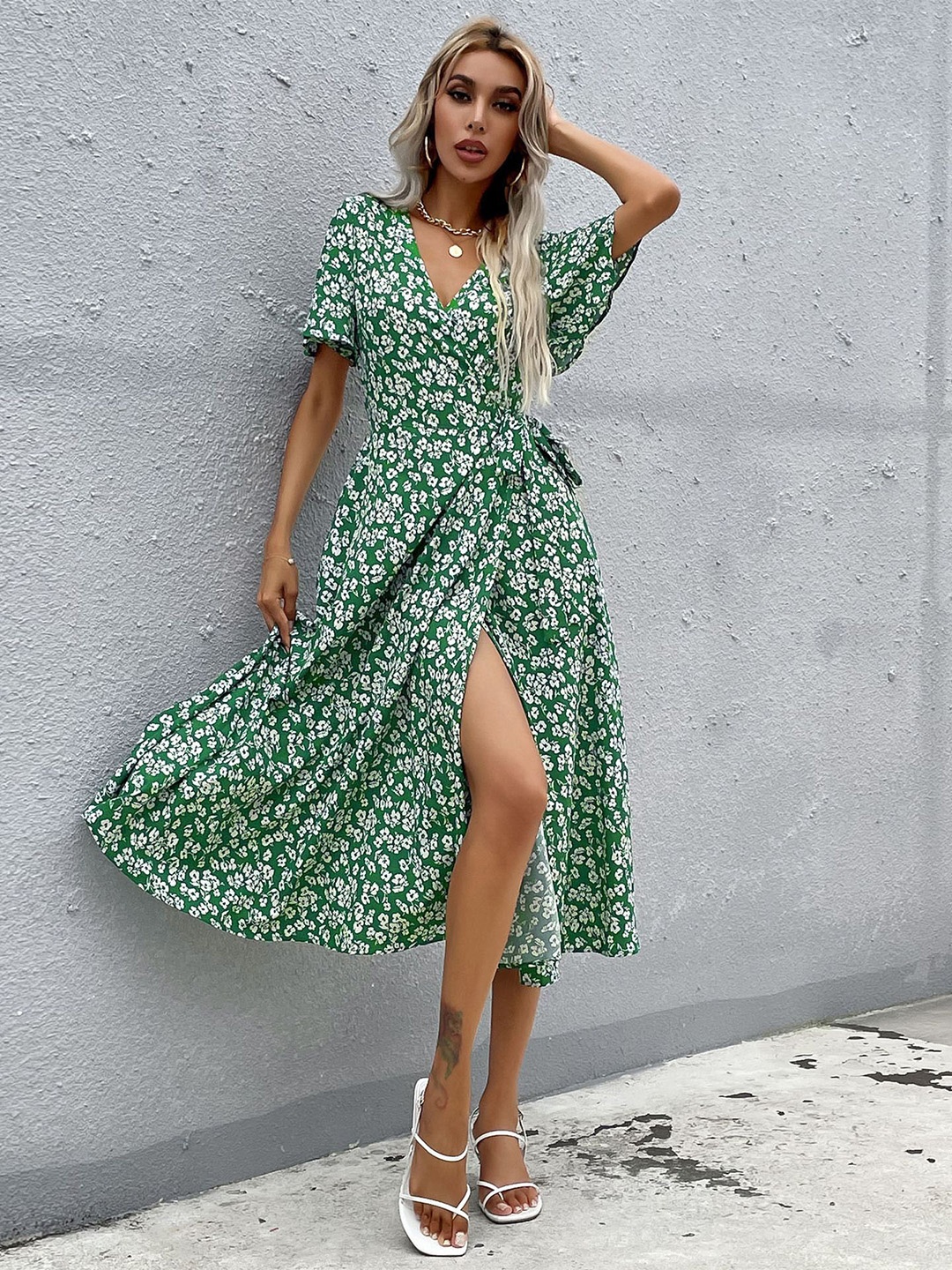 

StyleCast Floral Printed Wrap Dress, Green