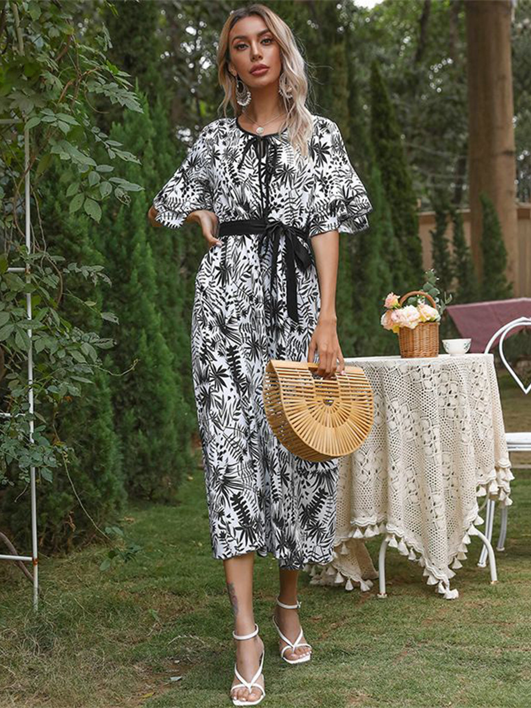 

StyleCast Floral Printed A-Line Midi Dress, White