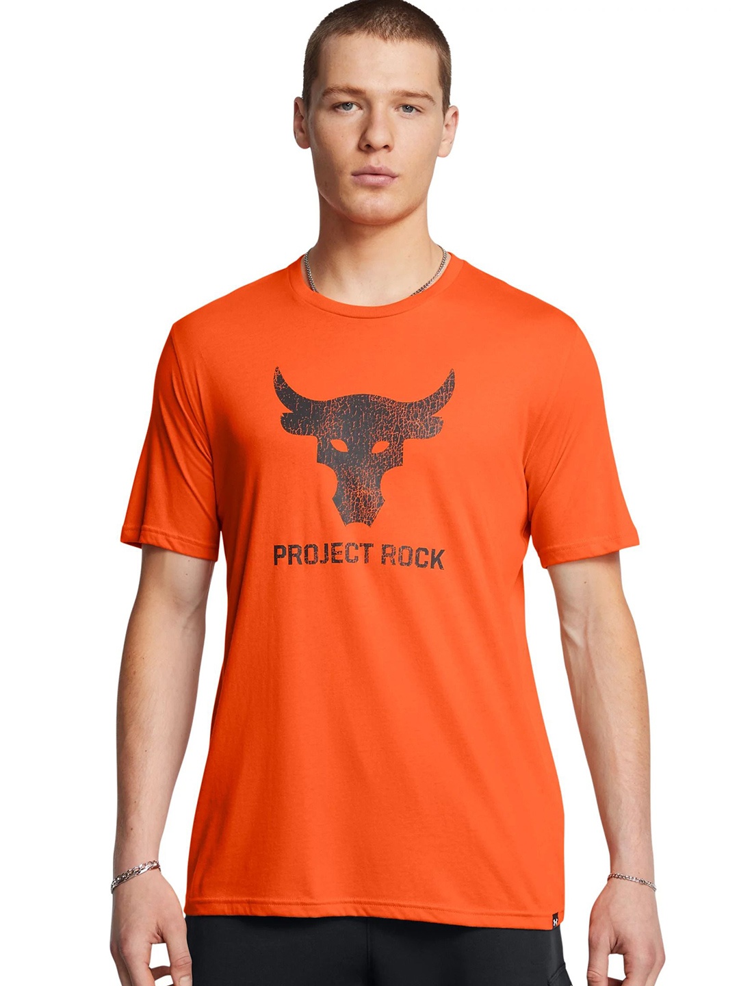 

UNDER ARMOUR Men Graphic Printed Round Neck Cotton T-shirt, Orange