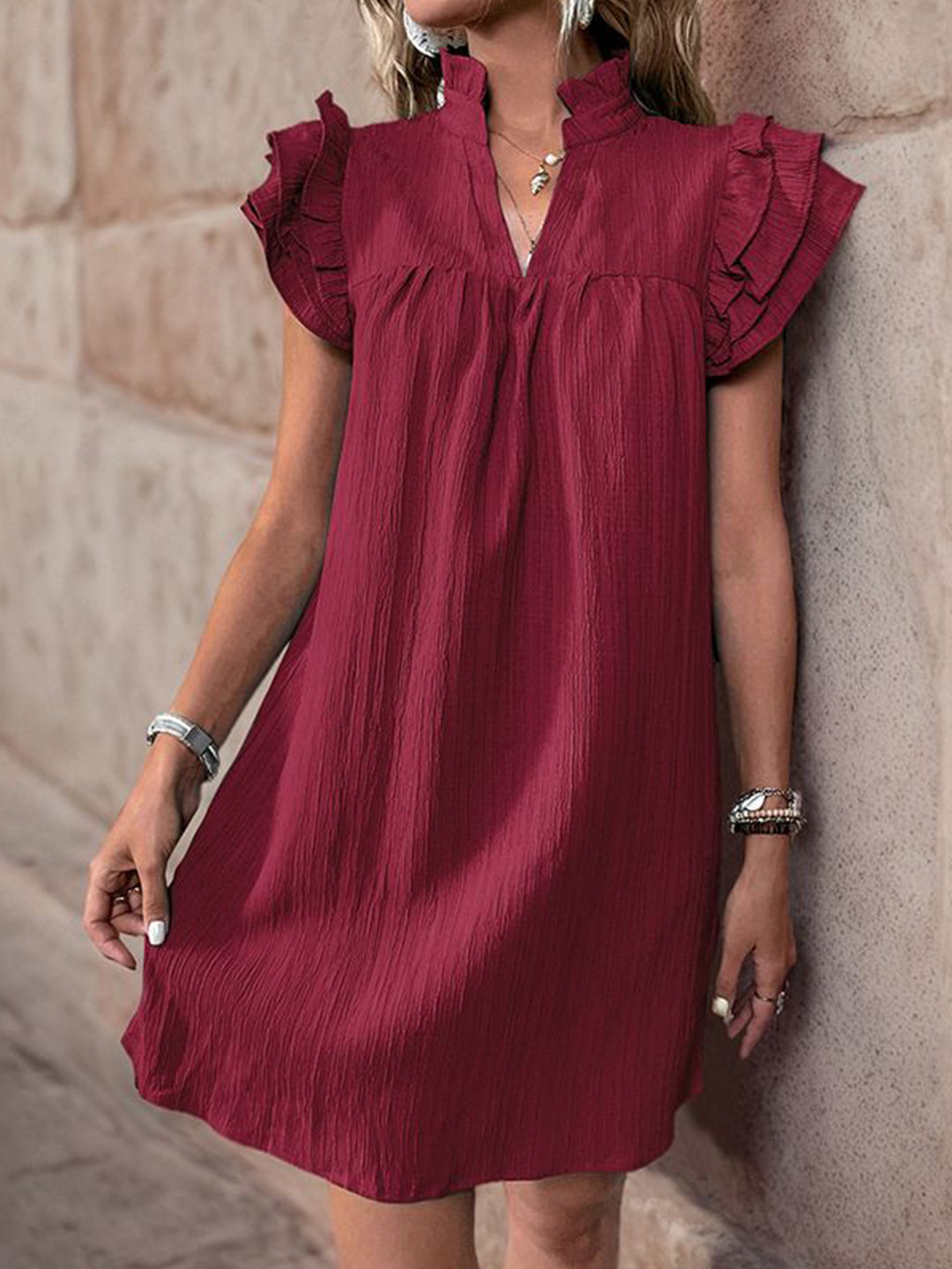 

StyleCast Flared Sleeves A-Line Dress, Maroon