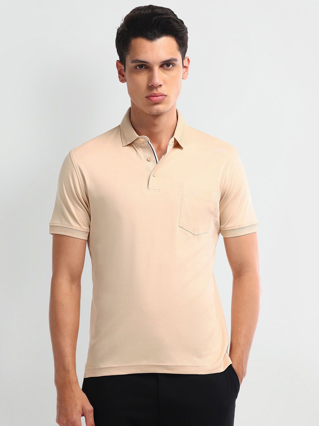 

Arrow Men Solid Polo Collar Pure Cotton T-shirt, Beige